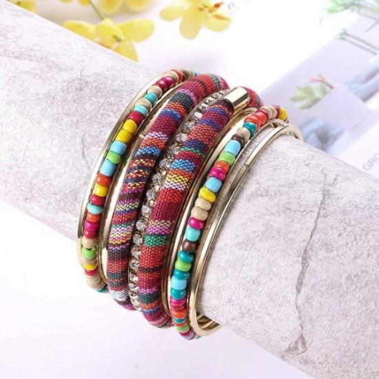 Bangle Stackable Bracelet Set For Women Layering Statement Bead Wrap Bangle Bohemian Indian Colorful Bracelet Fashion Bangle Stackable Bracelet Set For Women Layering Statement Bead Wrap Bangle Bohemian Indian Colorful Bracelet Fashion